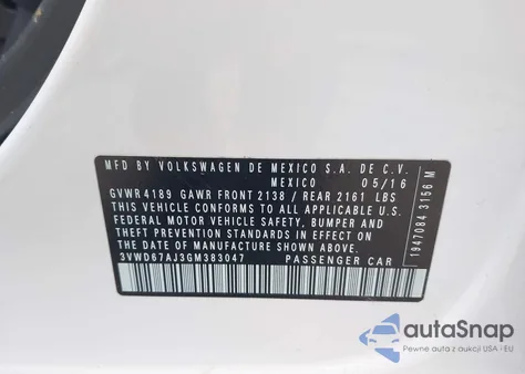 2016 Volkswagen Jetta 1.4T Se из США, поврежденный, VIN 3VWD67AJ3GM383047